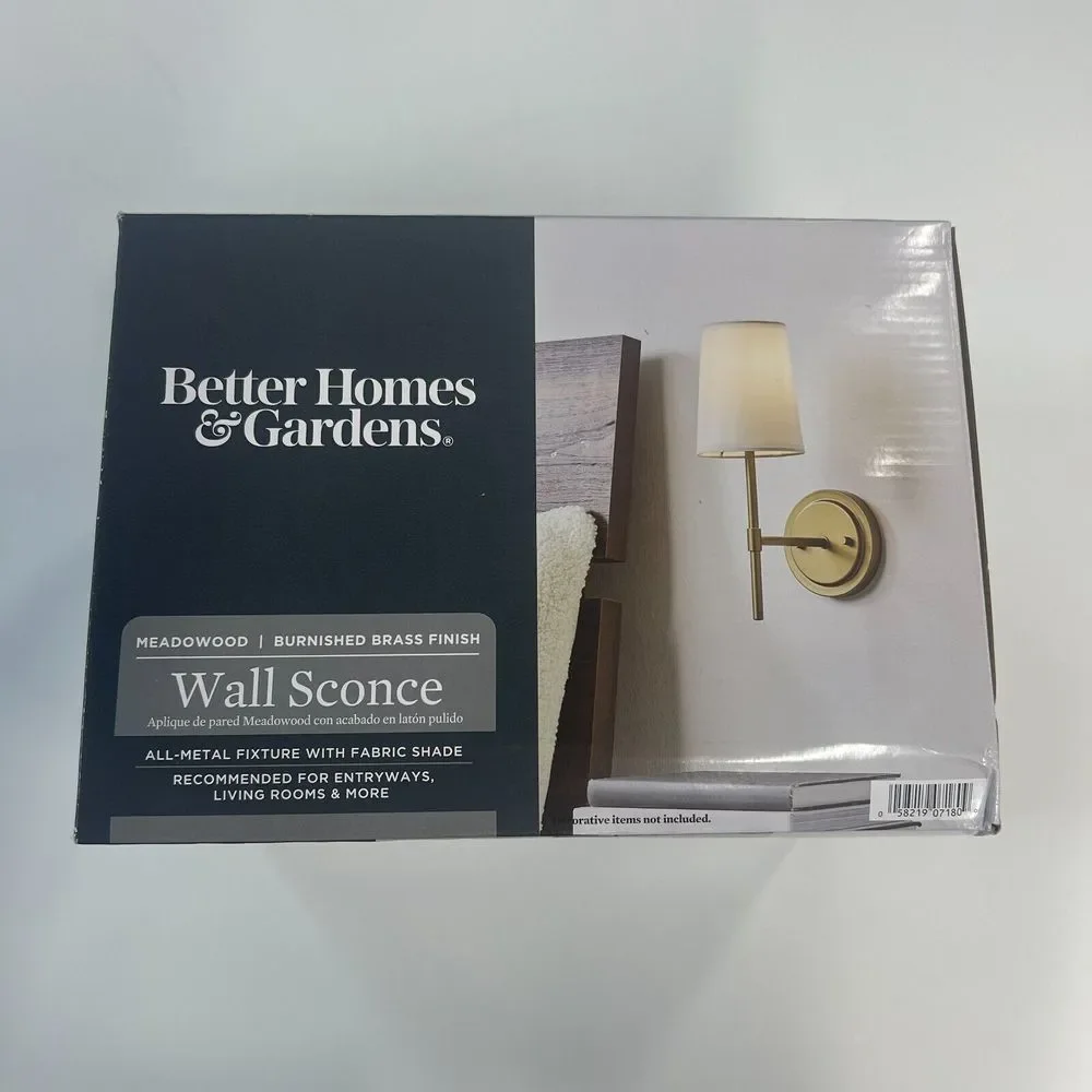 Better Homes & Gardens Meadowood Light Wall Sconce‎ Burnished Brass Finish Shade